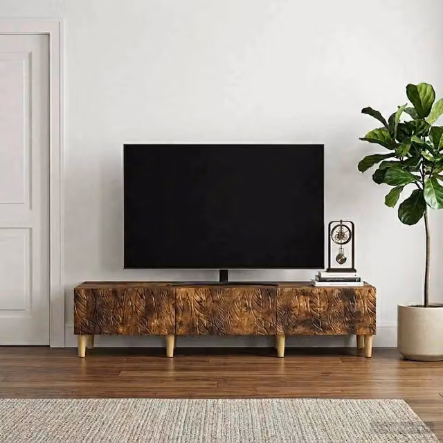 Mobile TV vidaXL in legno ingegnerizzato stile vintage colore marrone L: 147 cm, P: 34,5 cm, H: 30 cm – 1
