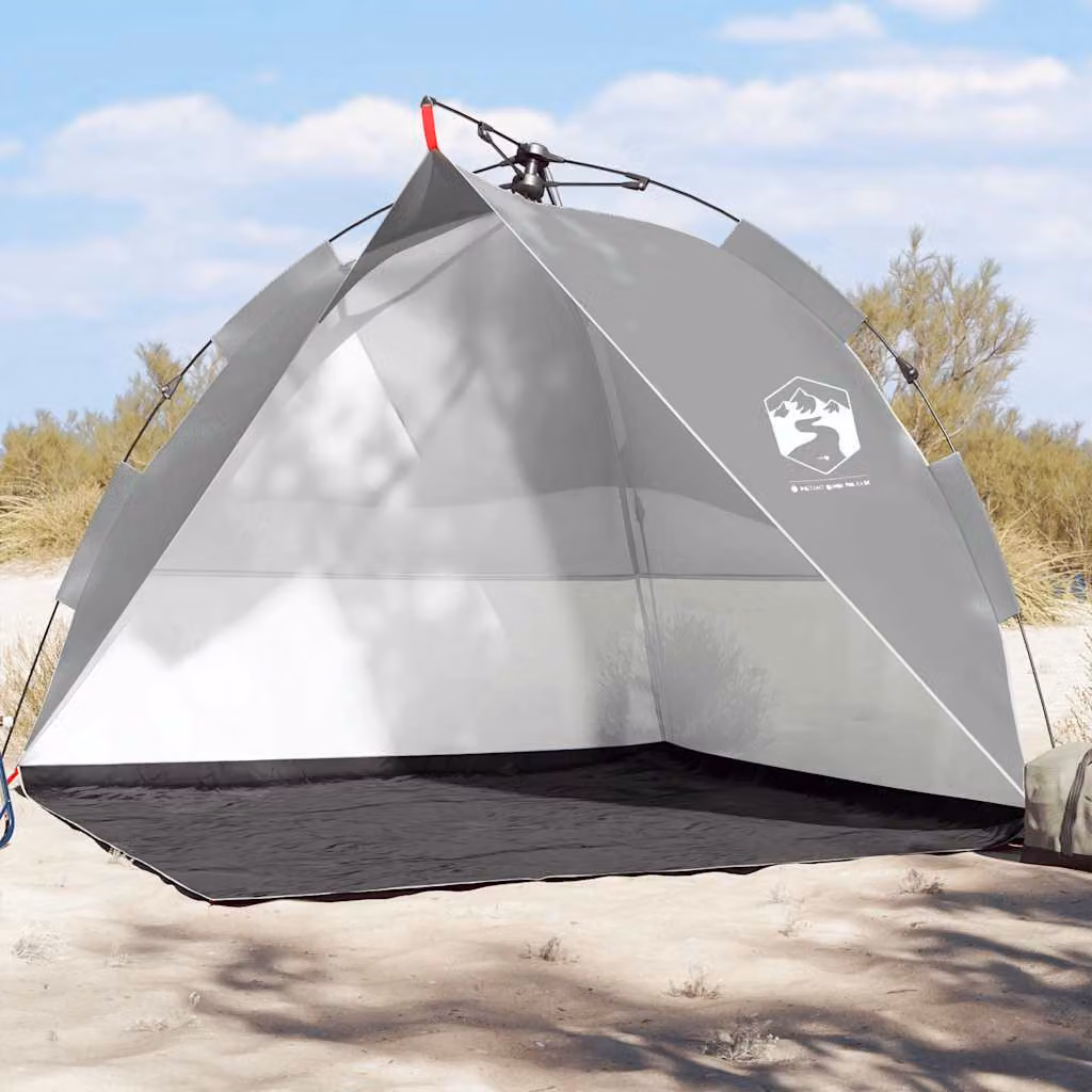 Tenda da spiaggia vidaXL impermeabile con rilascio rapido, grigia, L/P/H: 205 x 200 x 115 cm