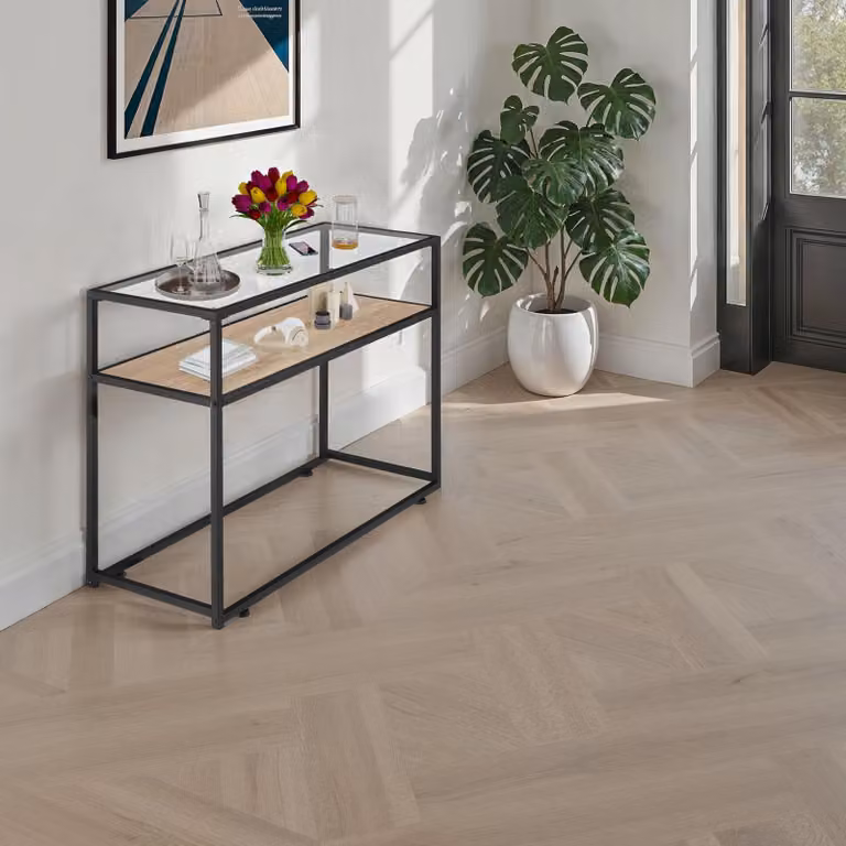 Tavolo console industriale tectake in rovere e metallo, L/P/H: 100 x 30 x 80,5 cm