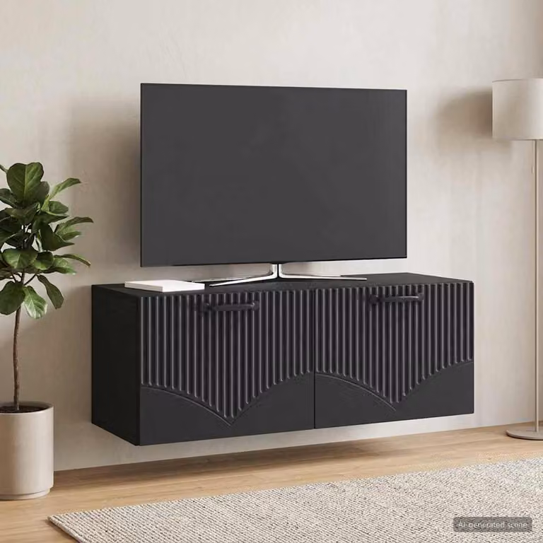 vidaXL Mobile Porta TV da Muro Moderno Nero in MDF L: 78,5 cm, P: 31 cm, H: 30 cm