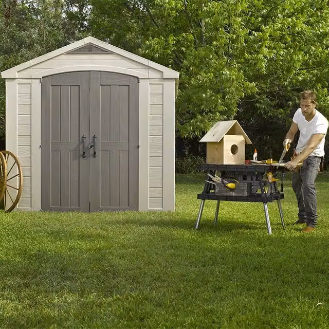 Casetta da giardino Keter Factor 8x8 in resina beige L: 256,5 cm, P: 255 cm, H: 243 cm