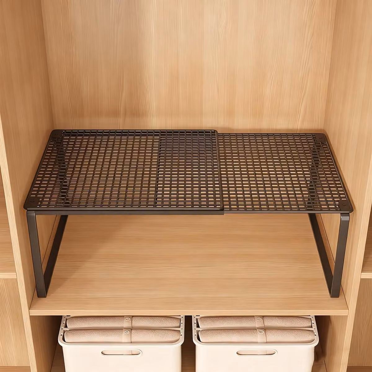 Omgoods - Barra telescopica per ripiani, ideale per armadi - Organizer in metallo per cucina e bagno