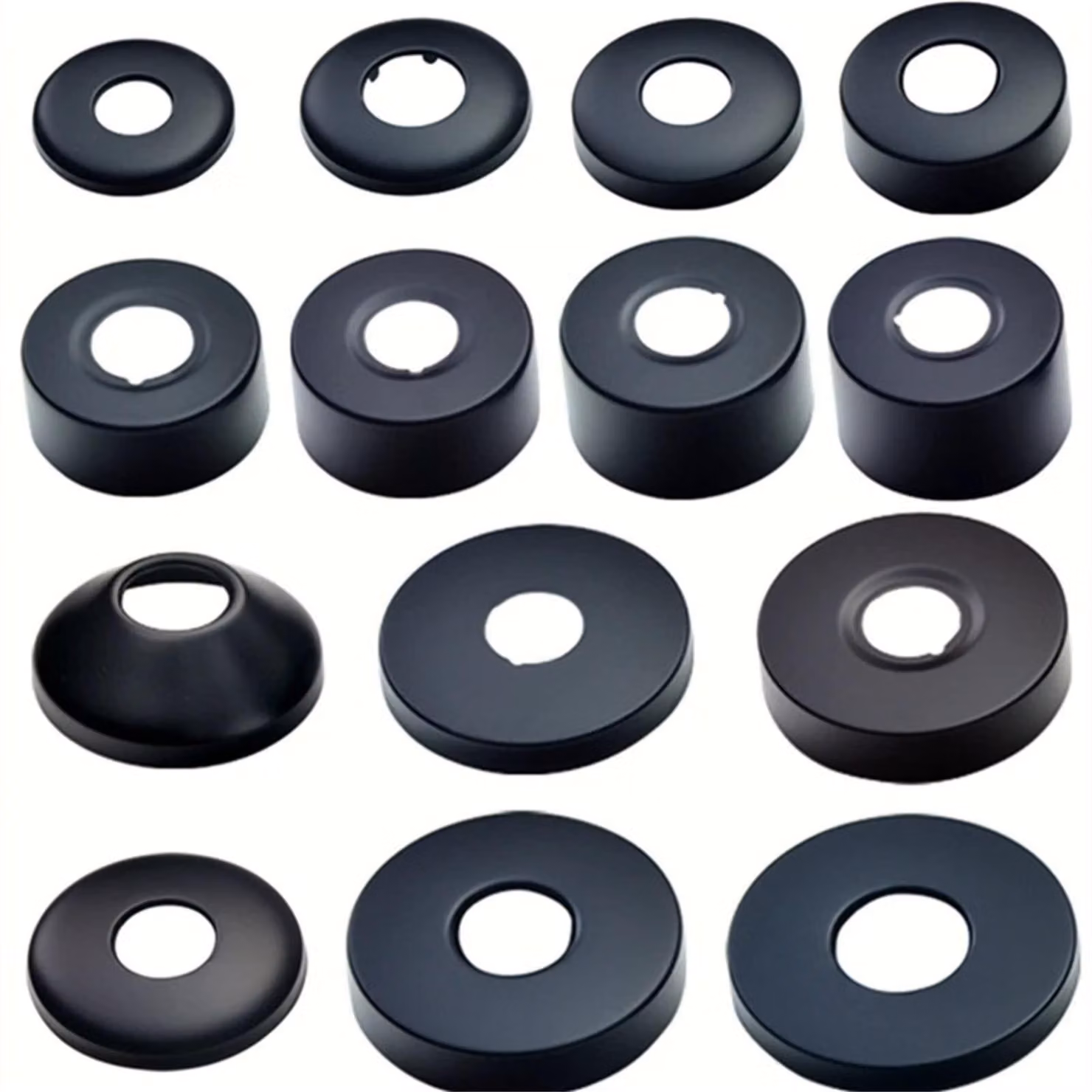 Set di 2 rosettoni neri per rubinetto della doccia, diametro 25 mm