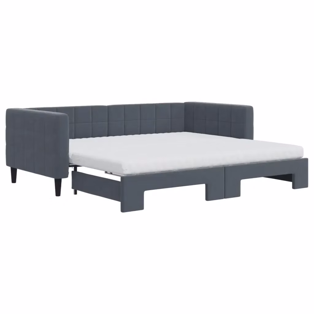 Divano Letto Estraibile vidaXL in Velluto Grigio con Cassetto per Soggiorno e Camera da Letto L/P/H: 213 x 90 x 68 cm – 2