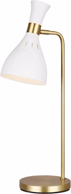 Lampada da scrivania contemporanea Joan FEISS in metallo bianco e ottone brunito con attacco E27