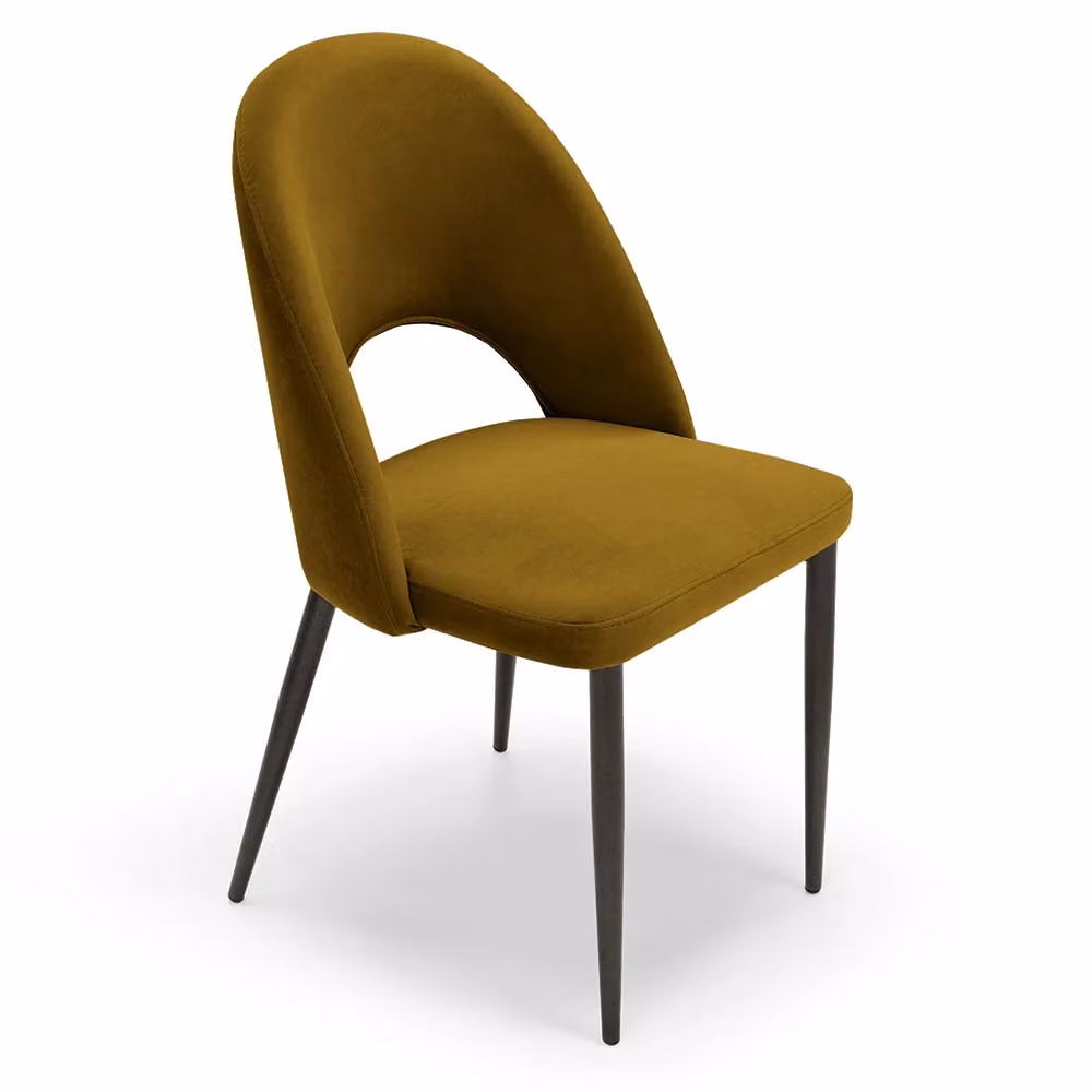 Sedia imbottita SOLE Redokasa per sala da pranzo e soggiorno, design moderno, rivestimento in velluto giallo e gambe in metallo – 2