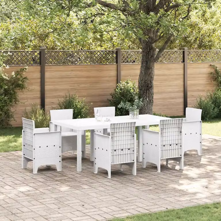 vidaXL Tavolo da giardino rettangolare in polyrattan bianco L: 200 cm, P: 100 cm, H: 73 cm