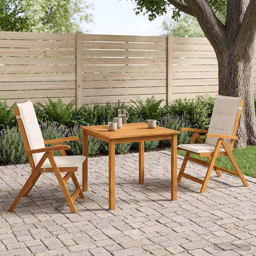 Set da pranzo da giardino vidaXL in legno di acacia color beige e marrone, composto da 3 pezzi per 2 persone
