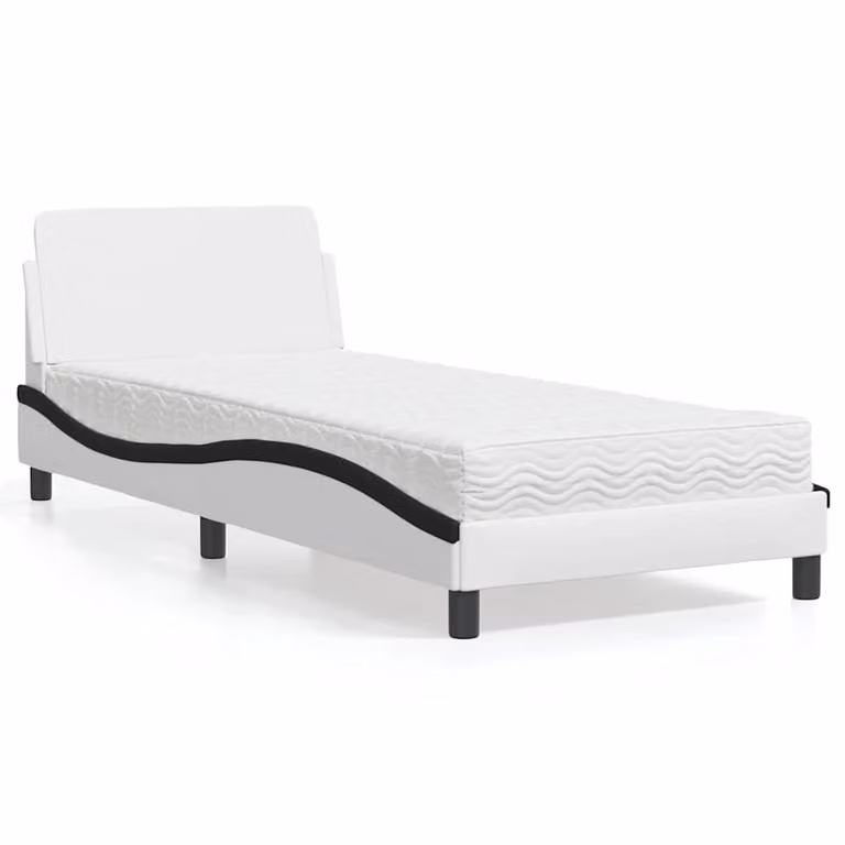 Letto con Materasso Dover vidaXL in Similpelle Nero e Bianco L/P/H: 80 x 200 cm