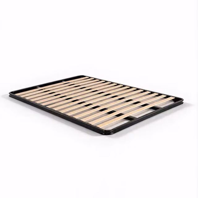 Rete francese senza piedi Poland con 14 doghe in legno nero L/P/H: 140 x 200 x 4 cm