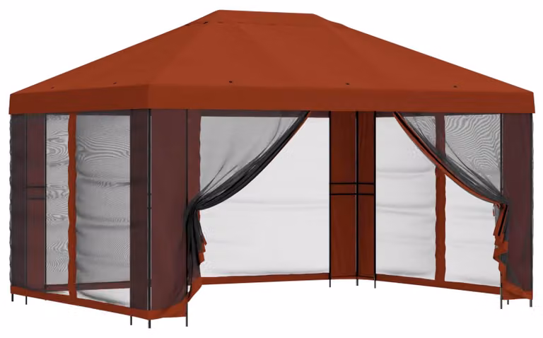 Padiglione con pareti laterali, dimensioni 4 x 3 metri, in terracotta