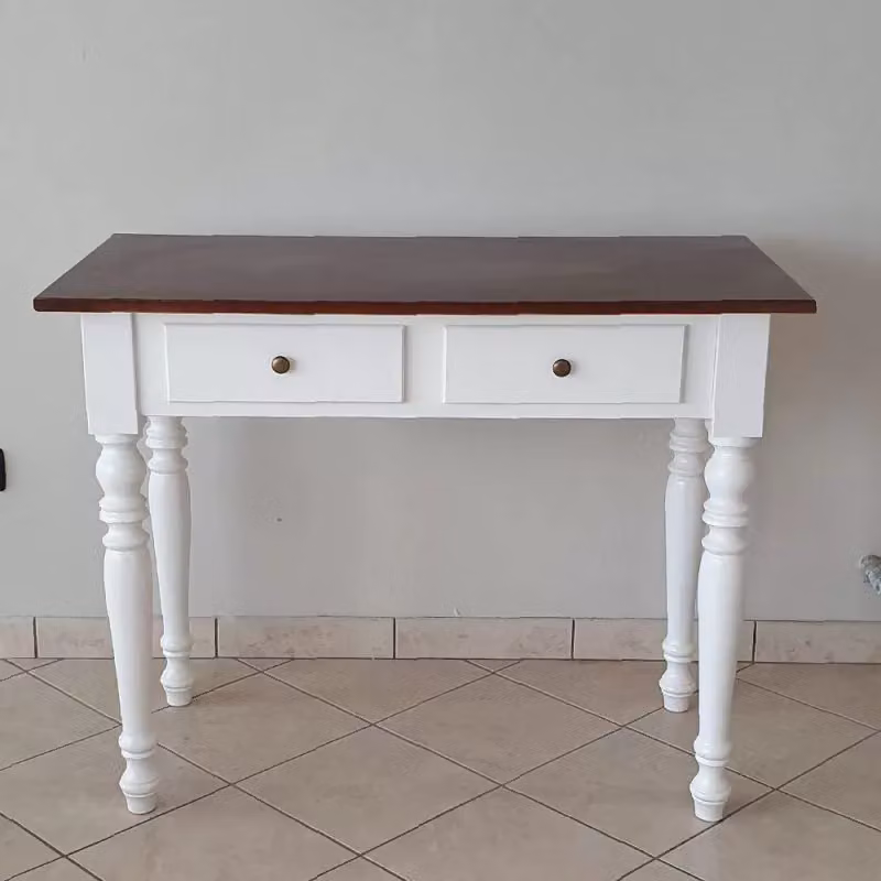 Scrivania Mobili 2G bicolore bianco e noce con 2 cassetti L: 105 cm, P: 55 cm, H: 78 cm – 2