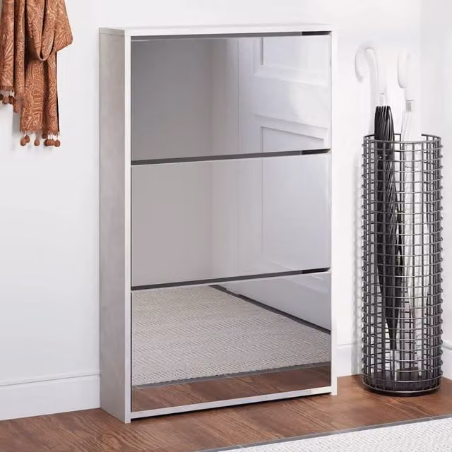 Scarpiera Design Mania con Specchio a 3 Livelli Grigio Cemento L: 63 cm, P: 17 cm, H: 102,5 cm – 1