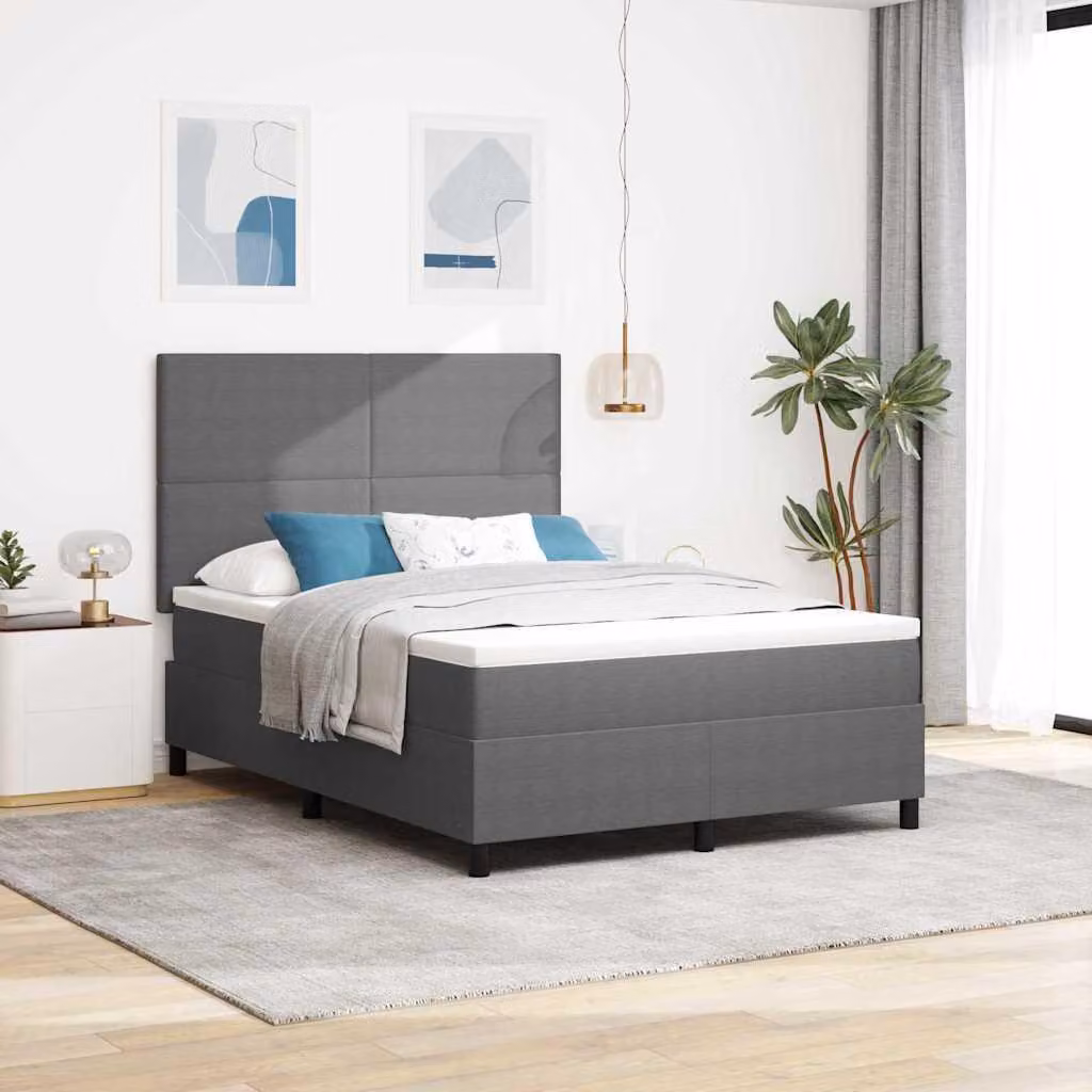 Maison Exclusive - Letto boxspring grigio chiaro e bianco 140 x 190 cm Tessuto in velluto a coste