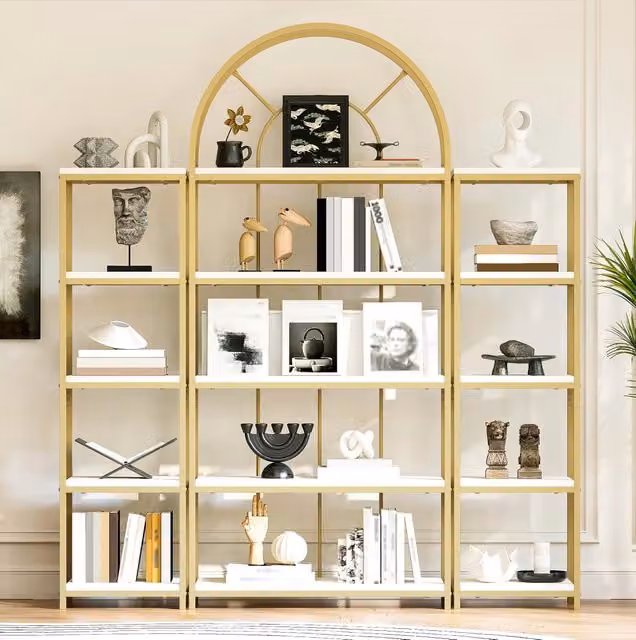 Libreria modulare 3 pezzi con struttura dorata
