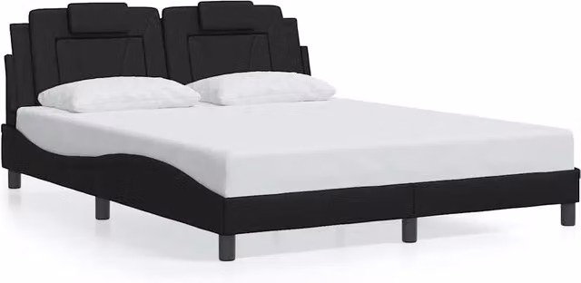 Letto matrimoniale | Letto per adulti | Giroletto Viana senza Materasso Nero 160x200 cm in Similpelle