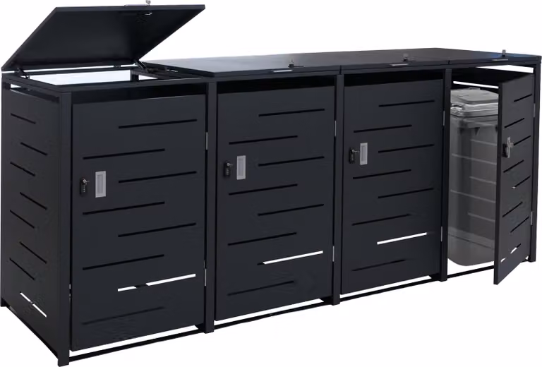 coperchio per pattumiera a 4 scomparti HWC-E83b, coperchio per pattumiera, 117x265x80cm, antracite, acciaio 90kg