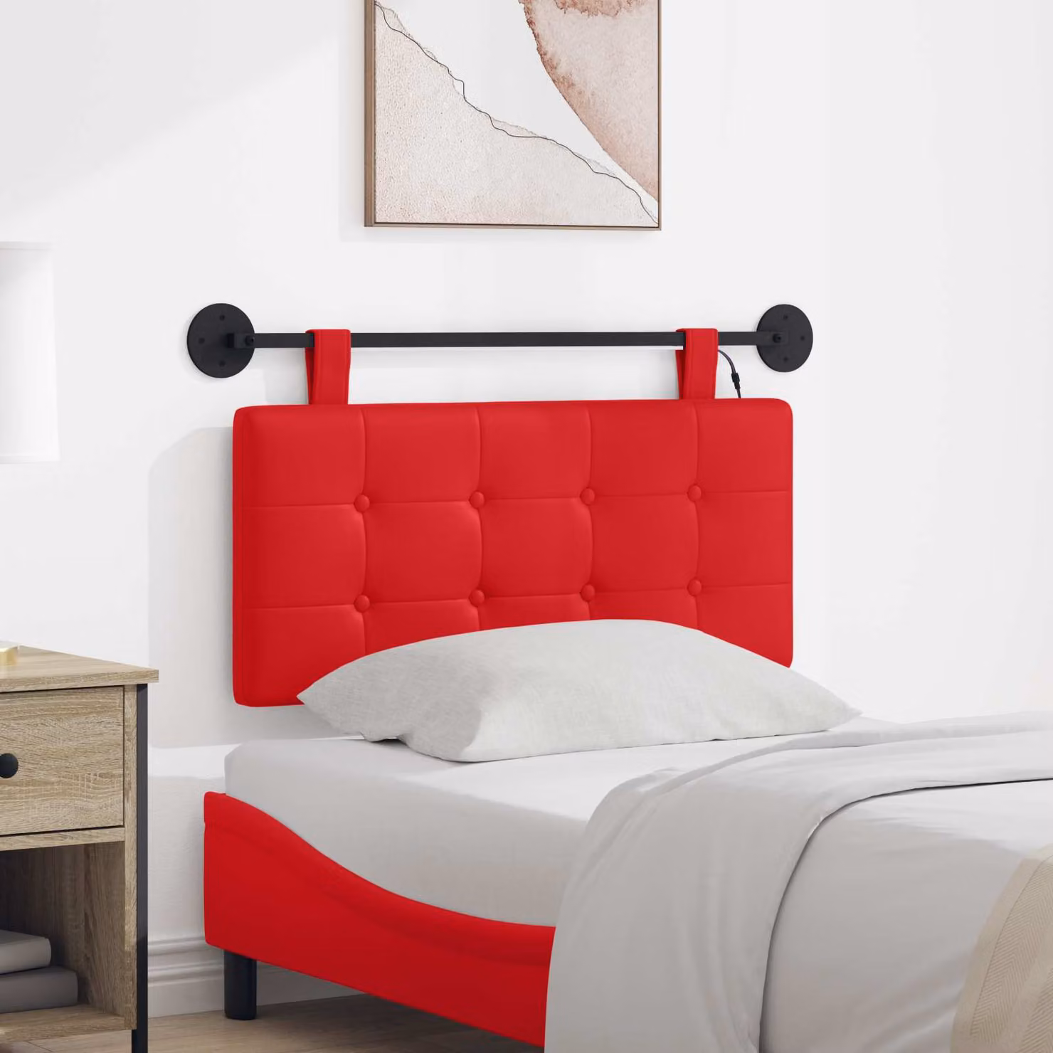 Testiera sospesa vidaXL con luce LED in similpelle rossa e design moderno