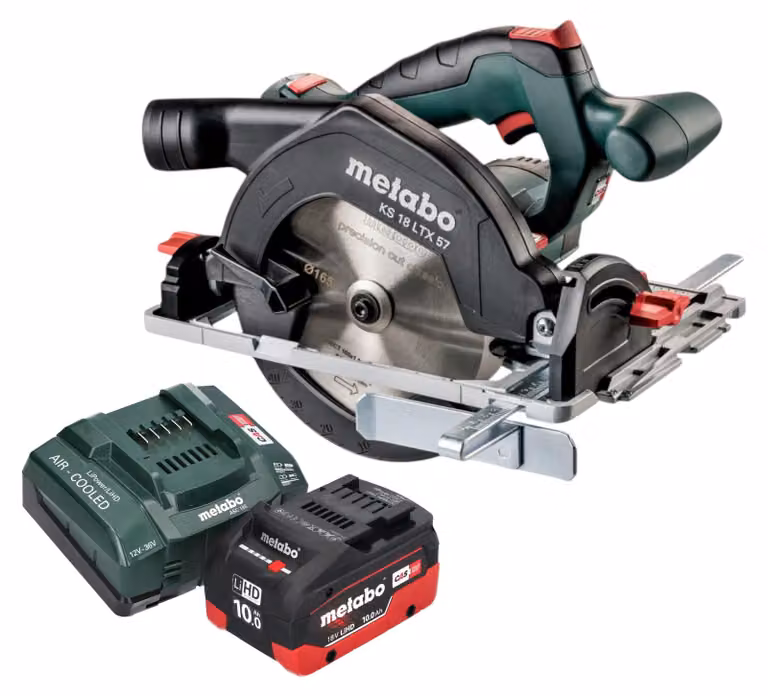 Metabo KS 18 LTX 57 Sega circolare a batteria 18 V 165 mm + 1x batteria LiHD 10,0 Ah + caricabatterie