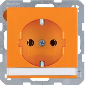 Presa SCHUKO Berker 47506007 con campo di etichettatura arancione, completa di Berker Q.1/Q.3
