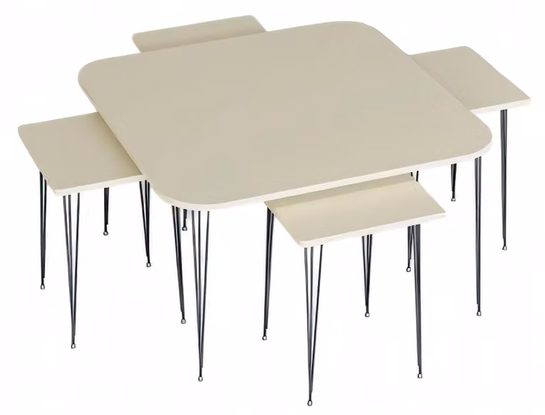 Beige Holz Couchtisch mit Beistelltischen modern und stilvoll