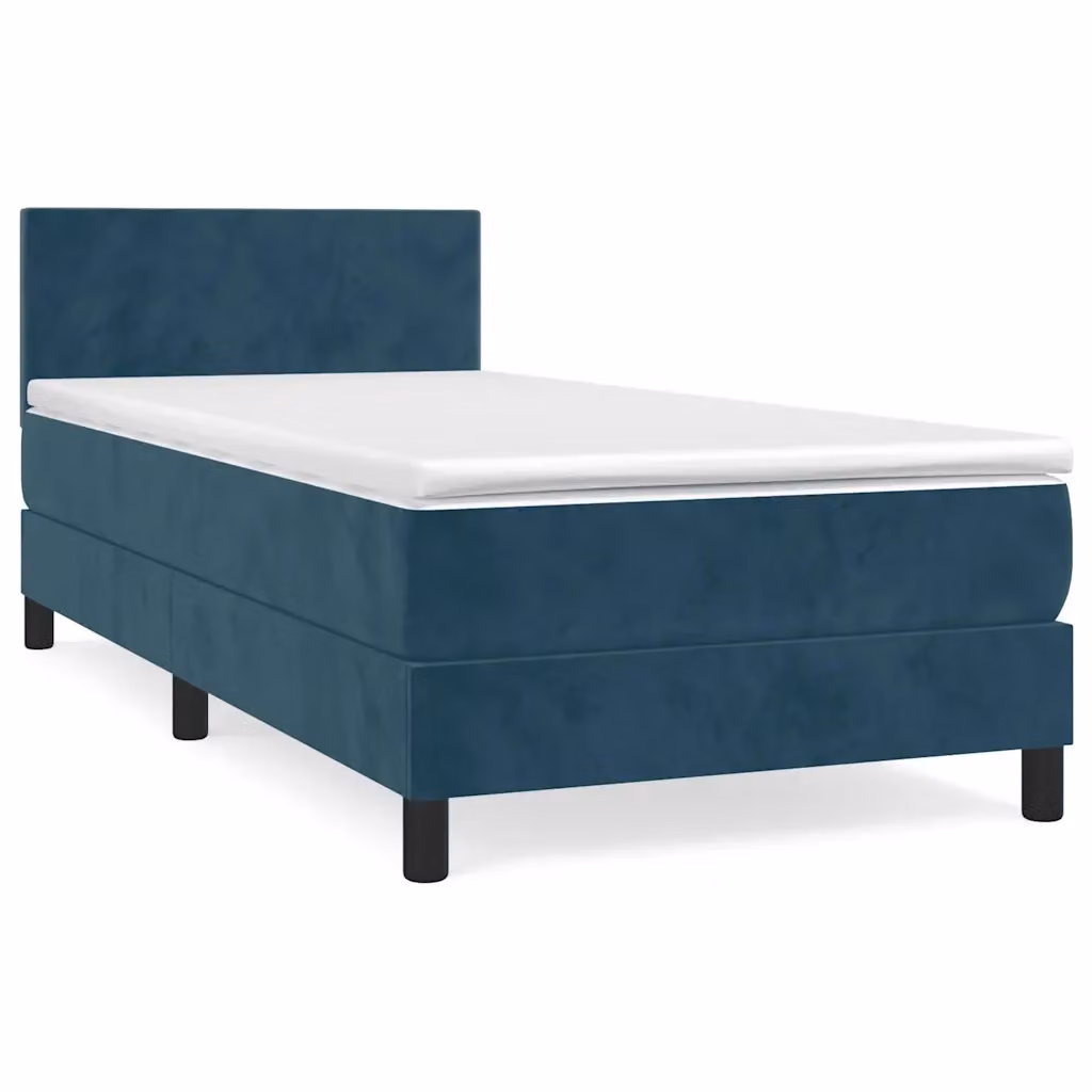 Letto Ibrido con Giroletto a Molle e Materasso vidaXL in Velluto Blu e Bianco L/P/H: 203 x 90 x 88 cm – 2