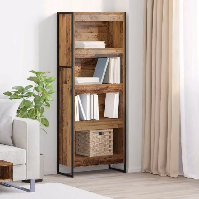 Libreria Industrial vidaXL in Legno e Metallo Marrone L: 60 cm, P: 30 cm, H: 155 cm – 1