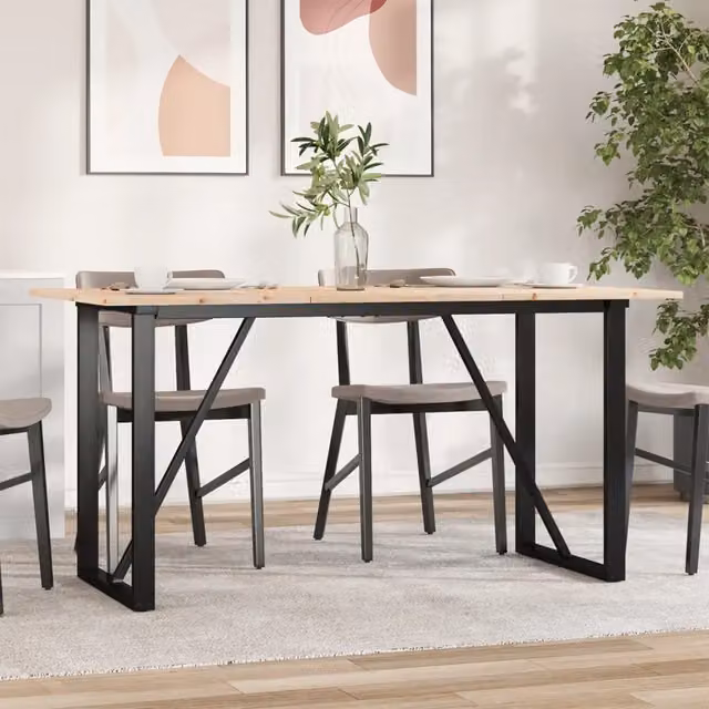 Tavolo da pranzo rettangolare vidaXL in legno di pino e metallo marrone L: 140 cm, P: 80 cm, H: 75 cm