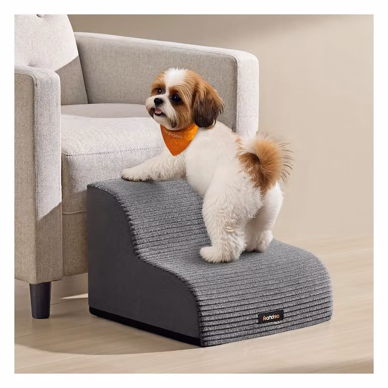 Scala per animali domestici impermeabile antiscivolo sfoderabile, 2 Gradini (40L cm) / Grigio Ardesia