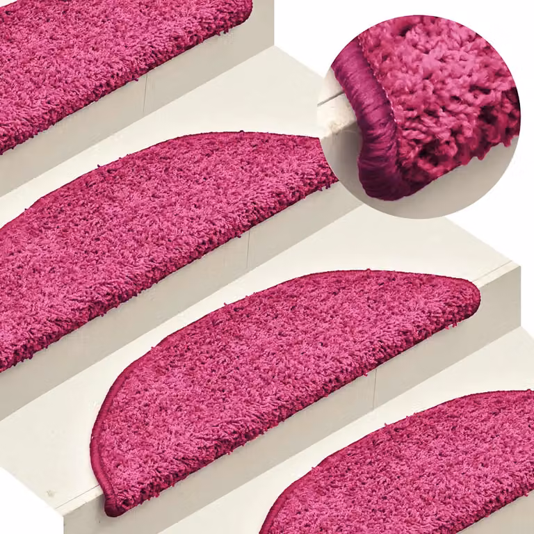Set di 15 tappetini per scale semicircolari vidaXL, rosa, L: 56 cm, P: 17 cm, H: 3 cm, antiscivolo e fonoassorbenti