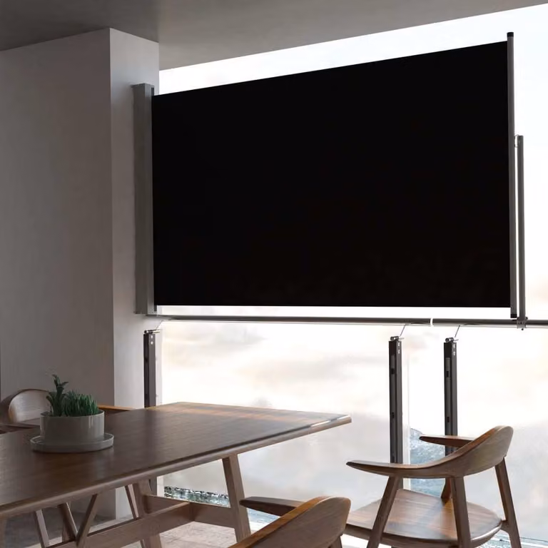 The Living Store Tenda laterale estensibile 140x300 cm Nero