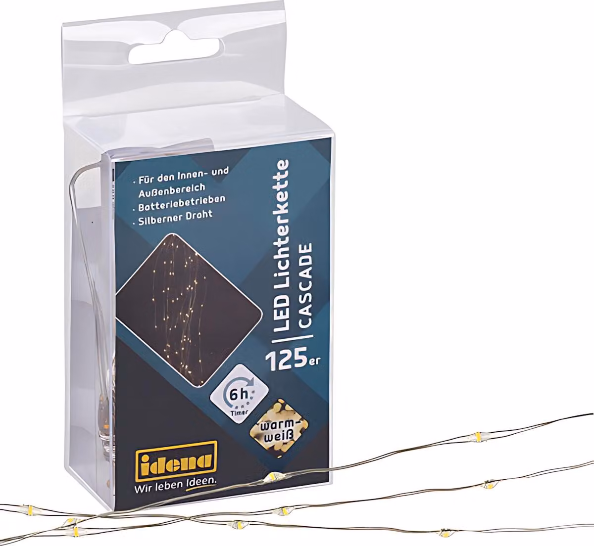 Fata LED 125, a cascata, timer 6 ore - per interni ed esterni 170 cm