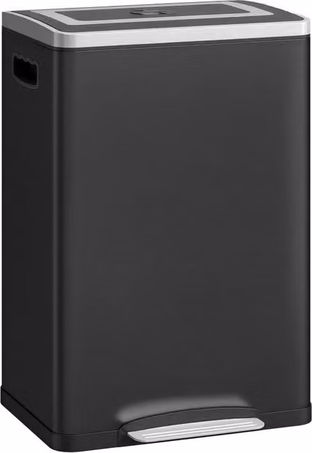 Pattumiera da cucina XYLO con 2 scomparti da 20L, pedale e coperchio soft-close, nero, L: 40 cm, P: 34,8 cm, H: 59 cm – 1