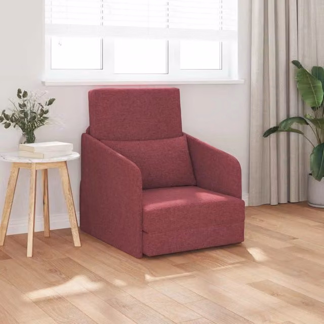 Divano letto pieghevole vidaXL in tessuto rosso con braccioli e struttura in metallo, L: 80 cm, P: 65 cm, H: 83 cm – 1