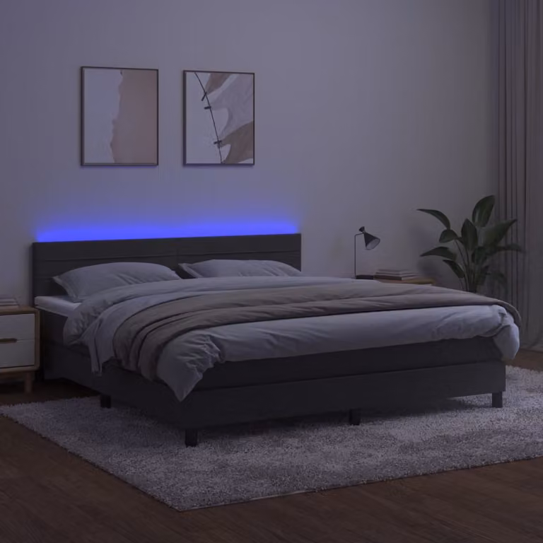 Maison Exclusive - Letto a Molle con Materasso e LED Grigio Scuro 160x200 cm
