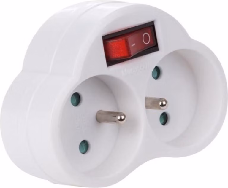 Adattatore Con Interruttore On/Off - 2 Prese - Presa Francese