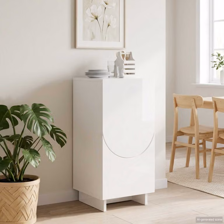 Credenza vidaXL Bianco Lucido in Legno MDF L: 33,5 cm, P: 34,5 cm, H: 75 cm