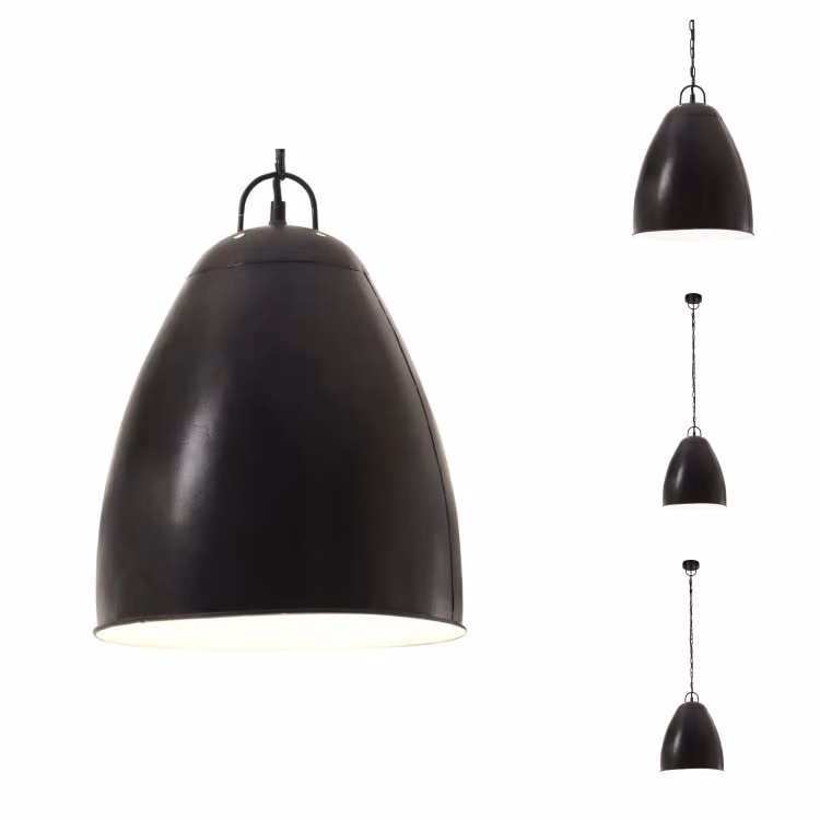 vidaXL Lampada a sospensione in stile industriale 25 W nera rotonda 32 cm E27 - Lampade