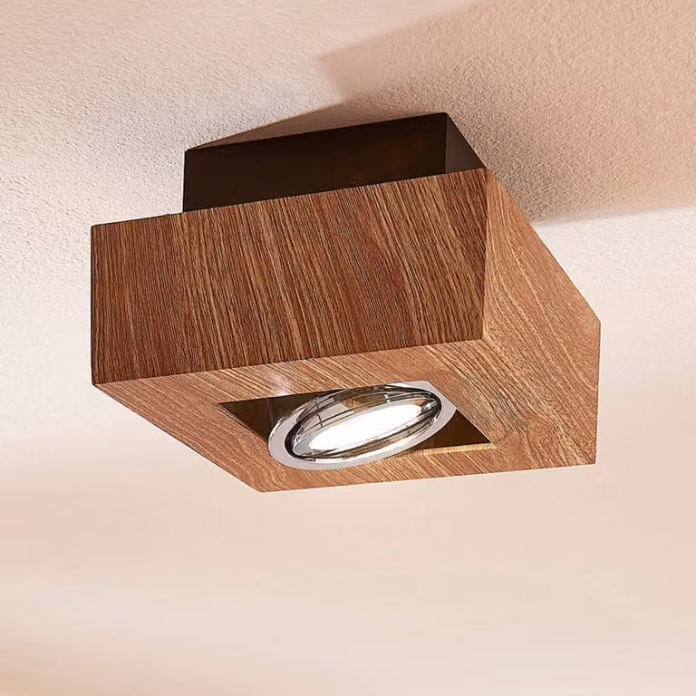 Arcchio faretto Vince, 14 x cm, color legno, metallo, GU10 Vince Arcchio, dimmerabile, Legno chiaro, Corridoio, Metallo, Moderno, Faretto