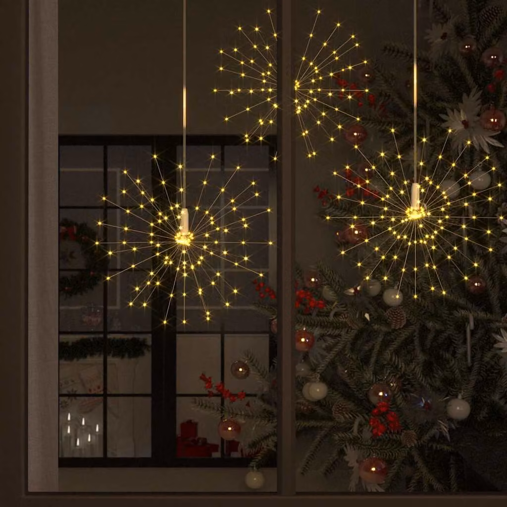 vidaXL Set di 10 Luci di Natale a Stella con 1400 LED Bianco Caldo e Telecomando