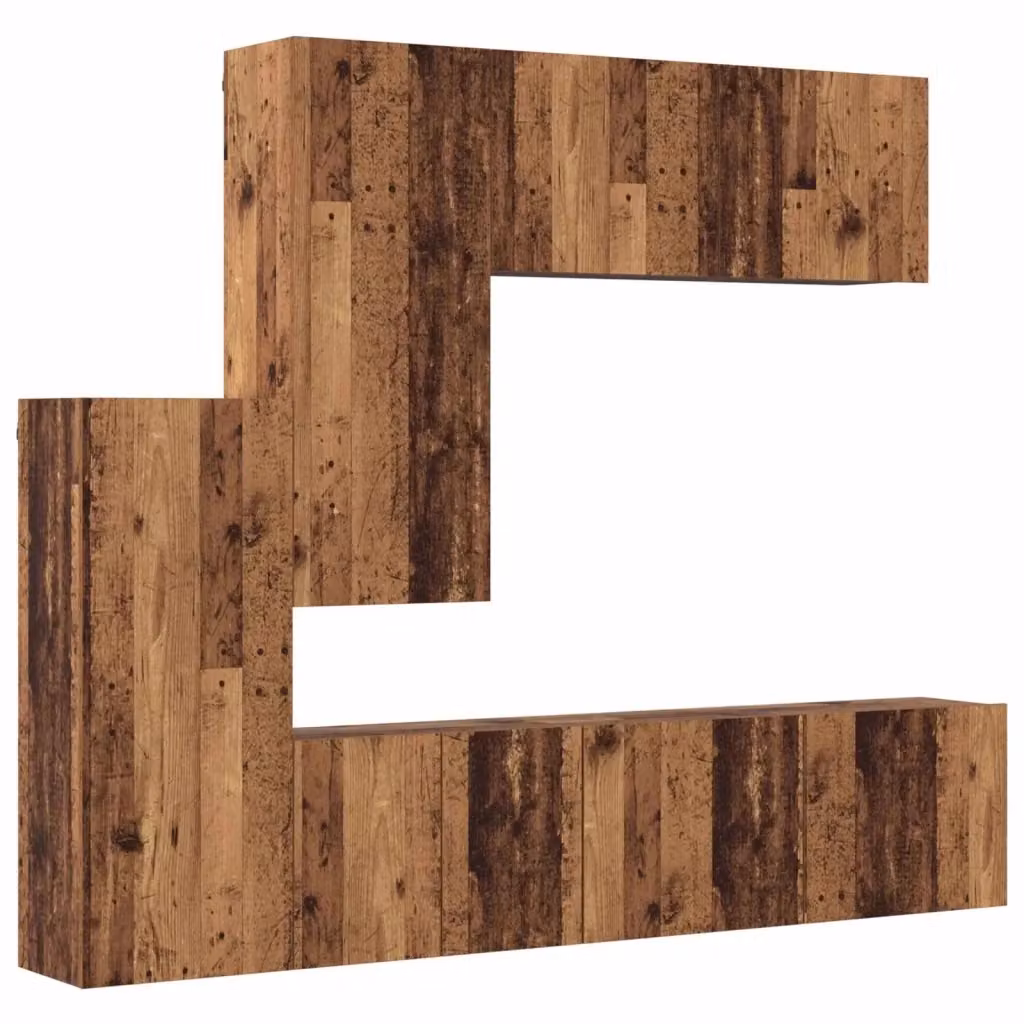 Unità TV da parete moderna vidaXL in legno multistrato marrone da 5 pezzi – 2