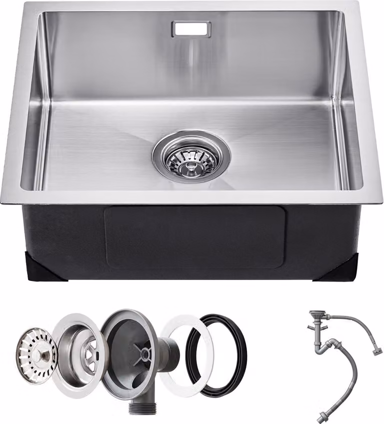Lavello da cucina Lavello da incasso a una vasca in acciaio inox 50x43x19cm Unità di lavello