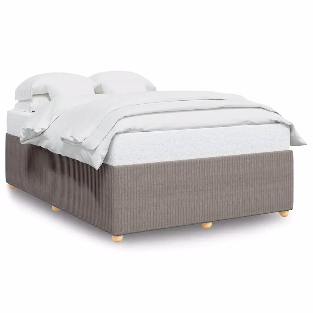 Giroletto vidaXL in tessuto beige e grigio con doghe in legno, L/P/H: 140 x 200 cm – 2