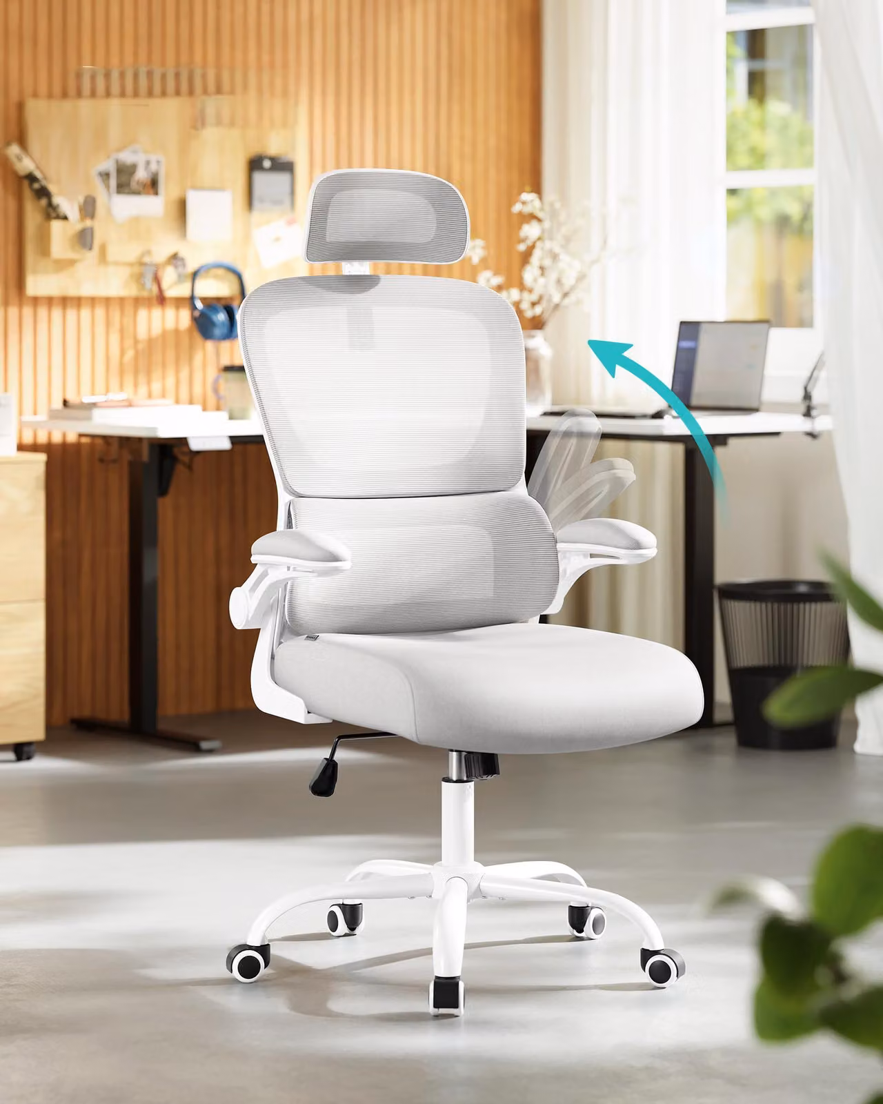 Sedia da ufficio, sedia a rete, design ergonomico, con tessuto a rete premium, funzione dondolo