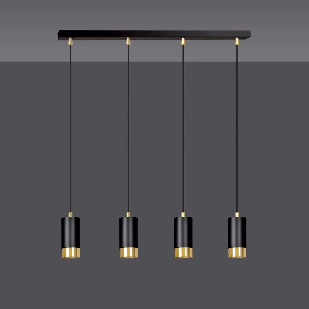 Lampadario a sospensione Emibig Fumiko moderno in metallo nero e oro con 4 lampadine GU10 regolabile – 2