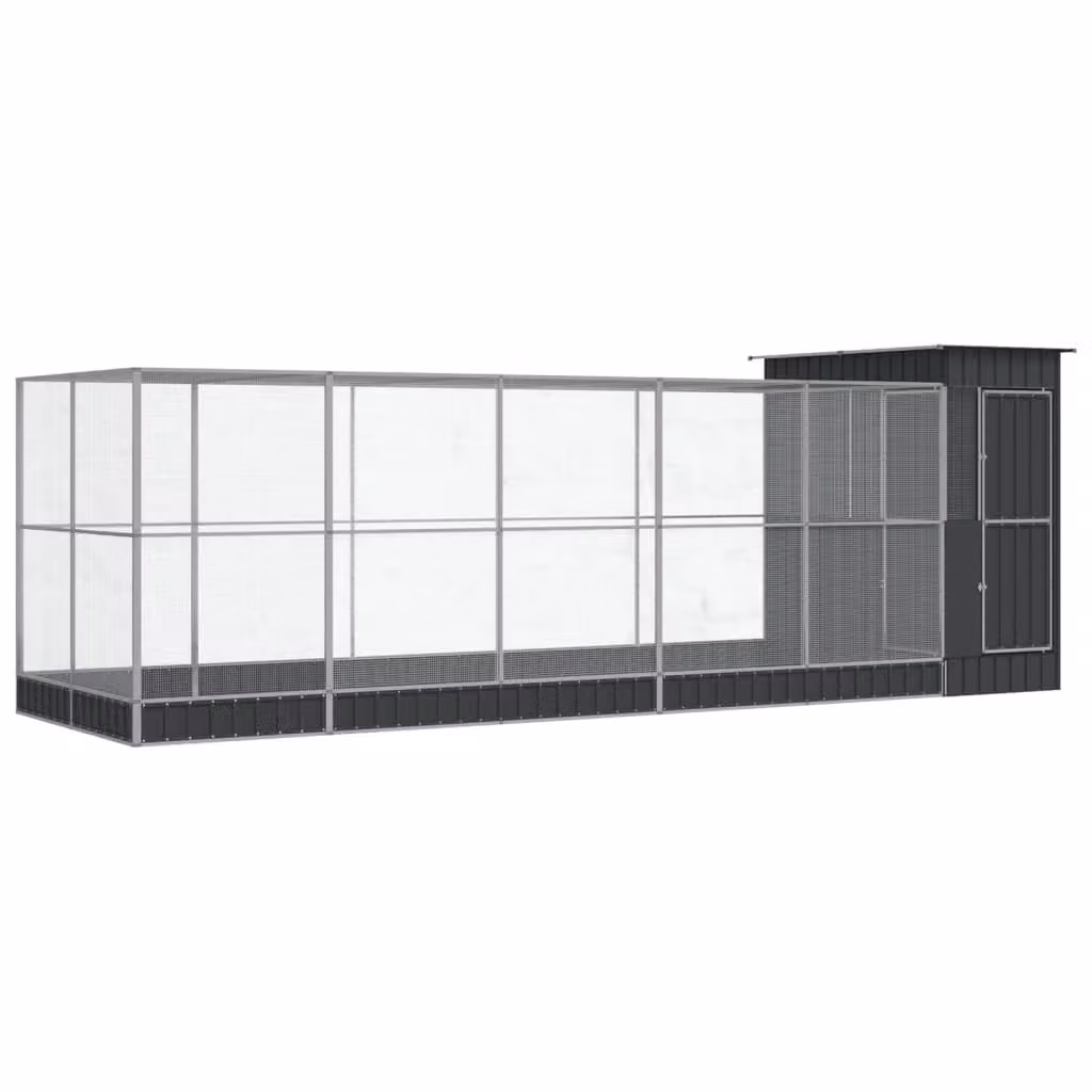 Voliera con Estensione Argento 623x203x216 cm in Acciaio