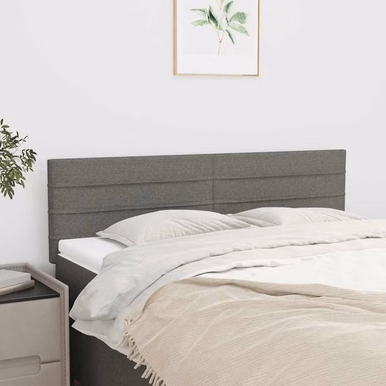Testiera per letto imbottita vidaXL in tessuto grigio, L: 144 cm, P: 5 cm, H: 78-88 cm