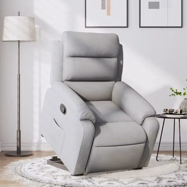Divano Sedia-Poltrona Alzapersona Reclinabile Grigio Chiaro in Tessuto 915265