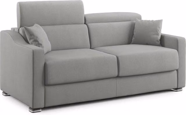 Divano letto matrimoniale Amber Divani.Store in tessuto smacchiabile grigio, con poggiatesta regolabile, L: 171 cm, Materasso: 120 x 200 cm