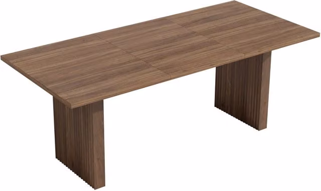 Tavolo da pranzo allungabile 140-200x90 cm, piano rettangolare in MDF, colore noce, design semplice